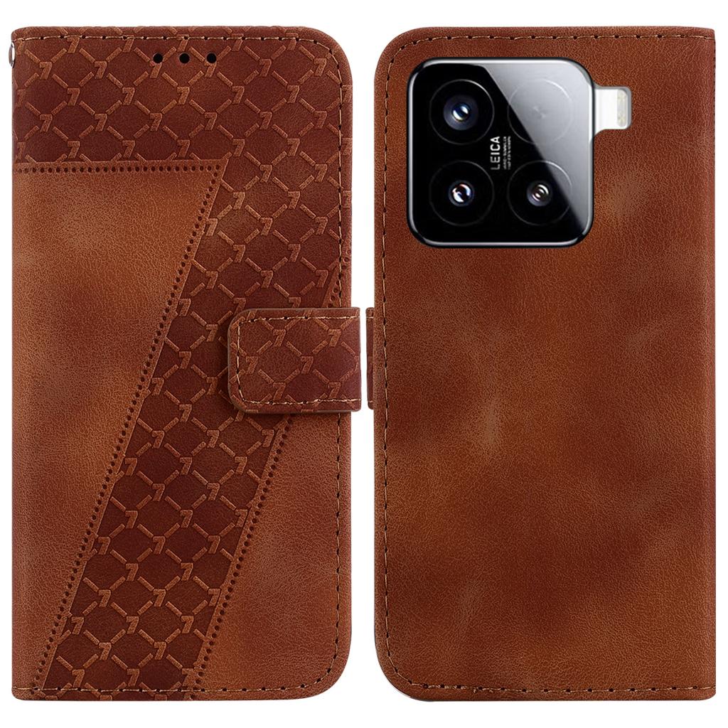 For Xiaomi 15 Stand Case 7-Shaped Pattern Imprint Leather Phone Cover