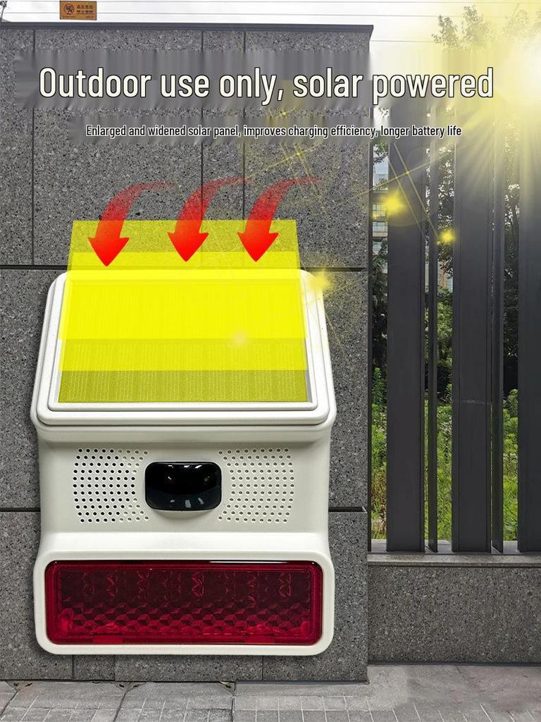 Wireless Solar-Powered Sound and Light Outdoor Siren Alarm