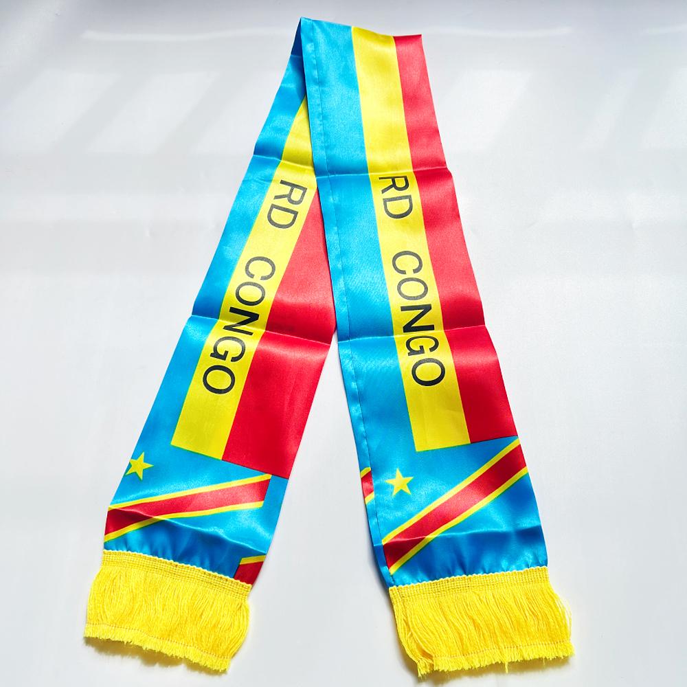 2026 USA Mexico Netherlands Scarf Flag  14x135cm Double-sided Printed Satin Iraq  Haiti France Scarf Flag