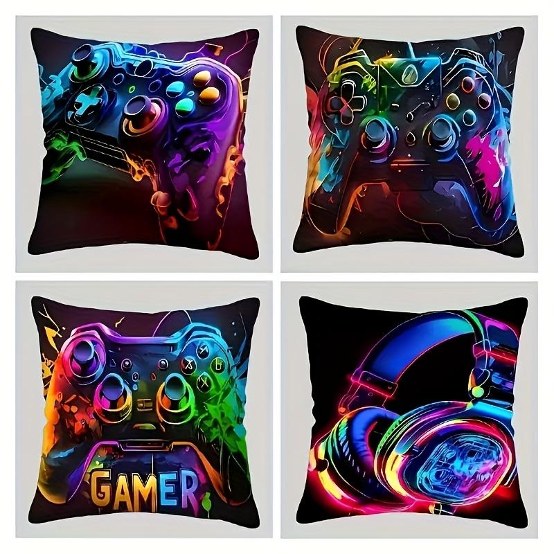 Colorful Game Headset Pattern Digital Printing Pillow Cover Short Plush Suitable Living Rooms Bedrooms Sofas Throw Cushion Cover