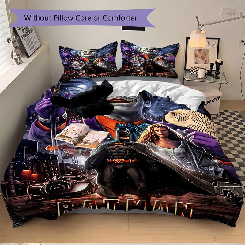 3pcs Joker, Batman Duvet Cover Set (1 Duvet Cover + 2 Pillowcases, No Core) - Comfortable, And Breathable Bedroom Decoration Yy251104016