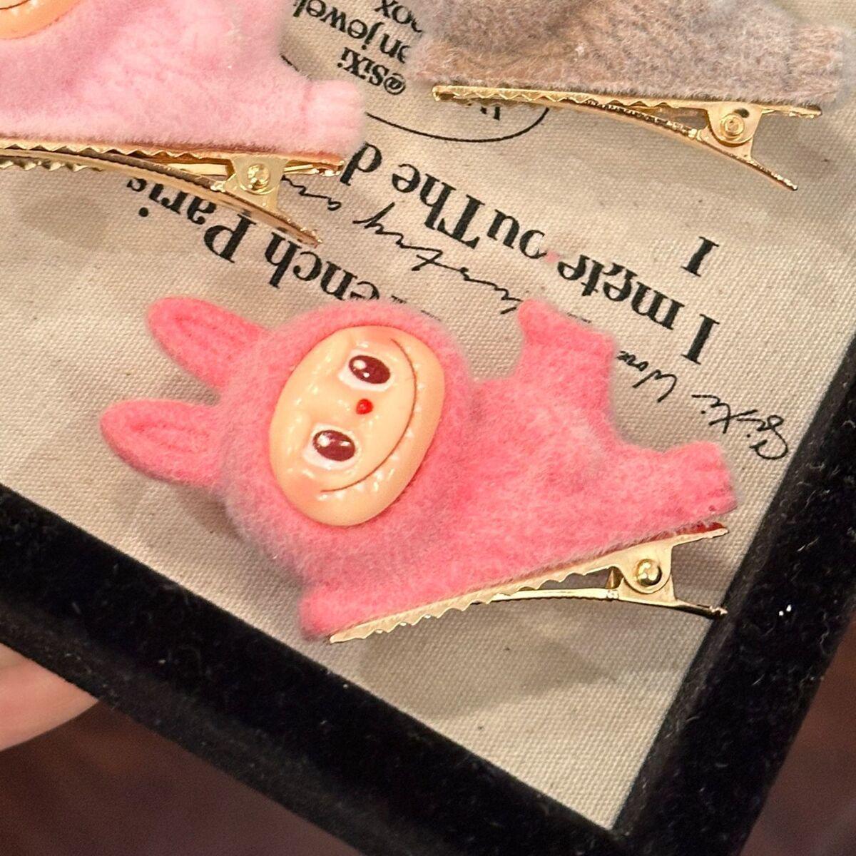 

Флокированная мультяшная заколка для волос: Милые головные уборы «утиный нос» для детей и женщин арбуз красный