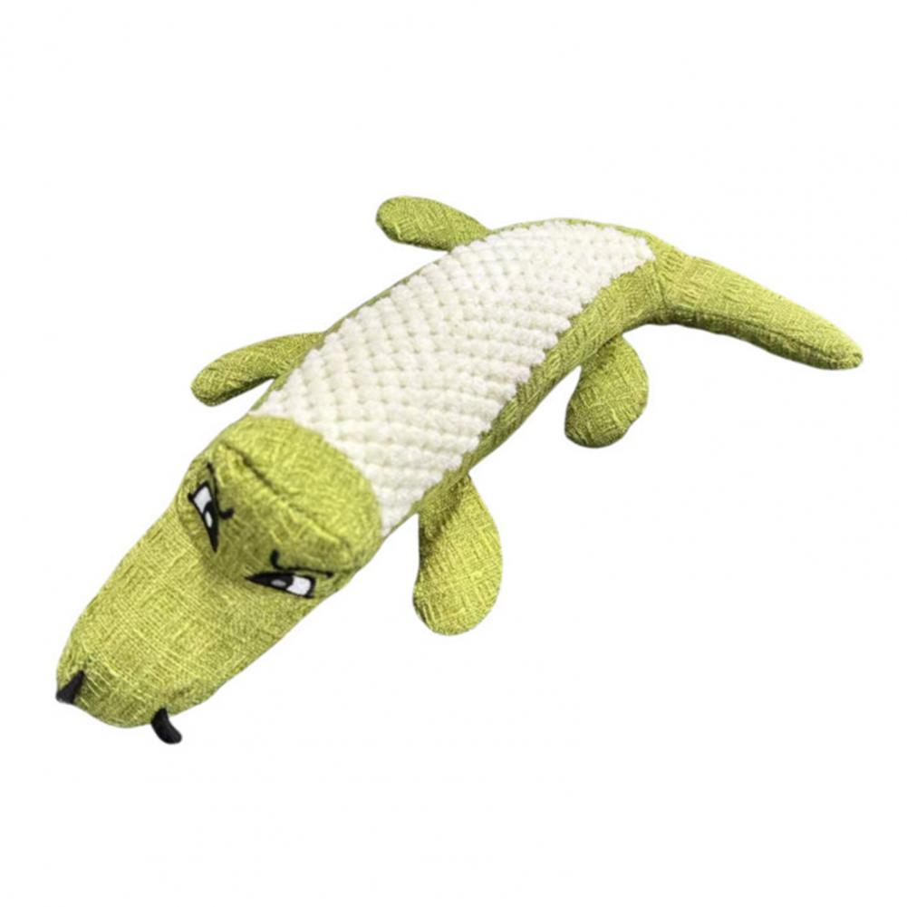 Crocodile Dog Toy Squeaky Crocodile Dog Chew Toy Plush Teething Stuffed Animal Bite Resistant Pet Stress Relief Boredom Plushie зелёный
