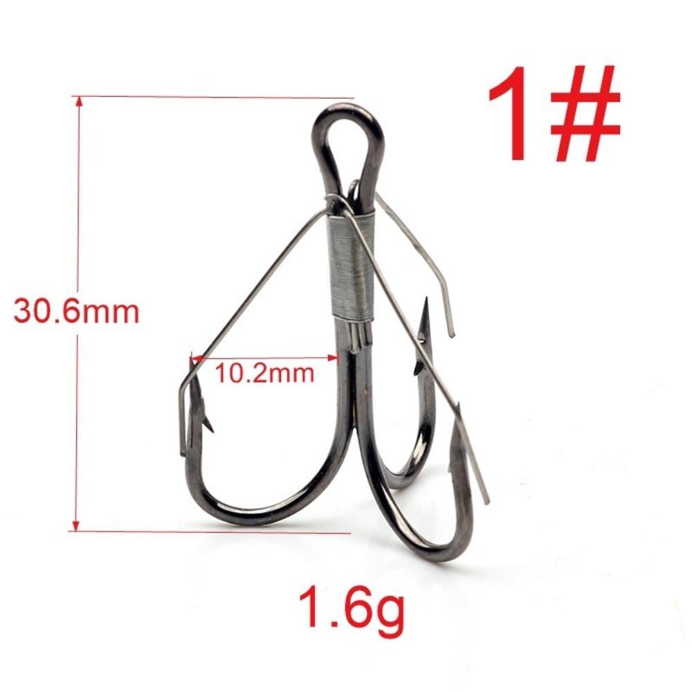 6pcs/box Treble Design Weedless Treble Hook Weedless Design Bass Fly Hook Fishing Hook  Bass Fishing 1# hook-6pcs