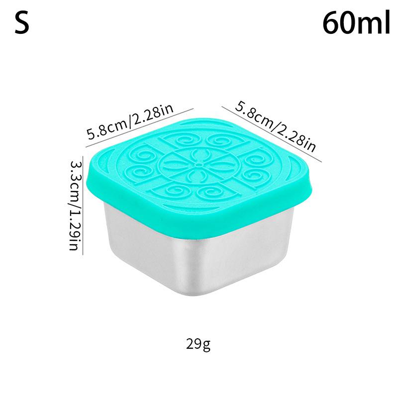 1/2 Pcs Stainless Steel Salad Box Snack Seasoning Container With Silicone Lids Leakproof Stackable Dressing Food Storage Box