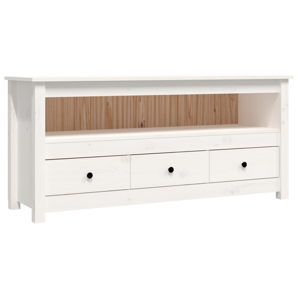 Vidaxl Szafka Pod Telewizor, Biała, 114X35X52 Cm, Lite Drewno Sosnowe