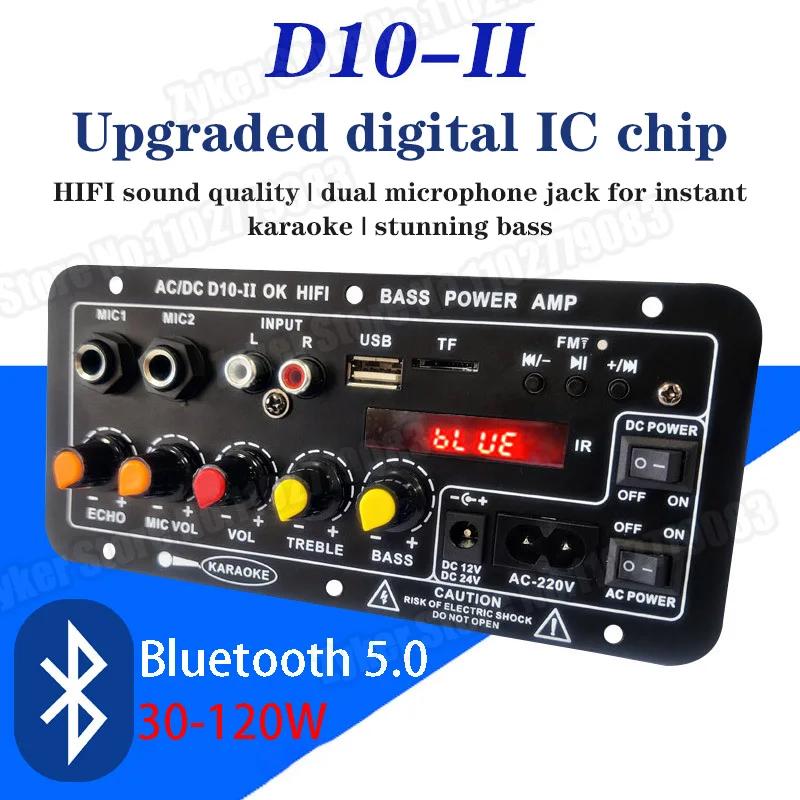 D10-II 12V 24V Auto Bluetooth Verstärkerplatine AUX TF-Karte USB 30-120W für 4 Ohm 40W Lautsprecher 220V EU Subwoofer Audio Verstärkermodul