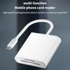 Adaptor 3in1 Otg pentru iluminare tip C la cititor de carduri USB Tf Sd pentru Macbook Apple Iphone Huawei Xiaomi Camera foto Convertor de date