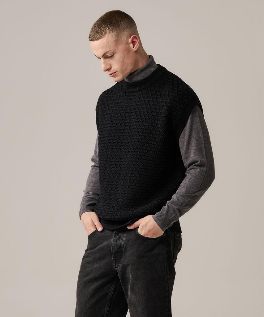 Yaitch Eyelet Knit Merino Wool Vest - Black