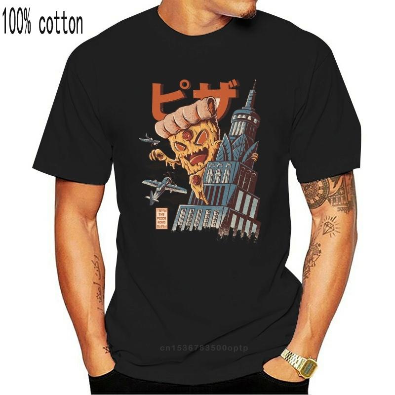 

Pizza Kong Black T Shirt Men Casual Streetwear Harajuku Funny T-Shirt Camiseta Masculina Tee Shirt Homme Cotton100% O-Neck 3XL чорний