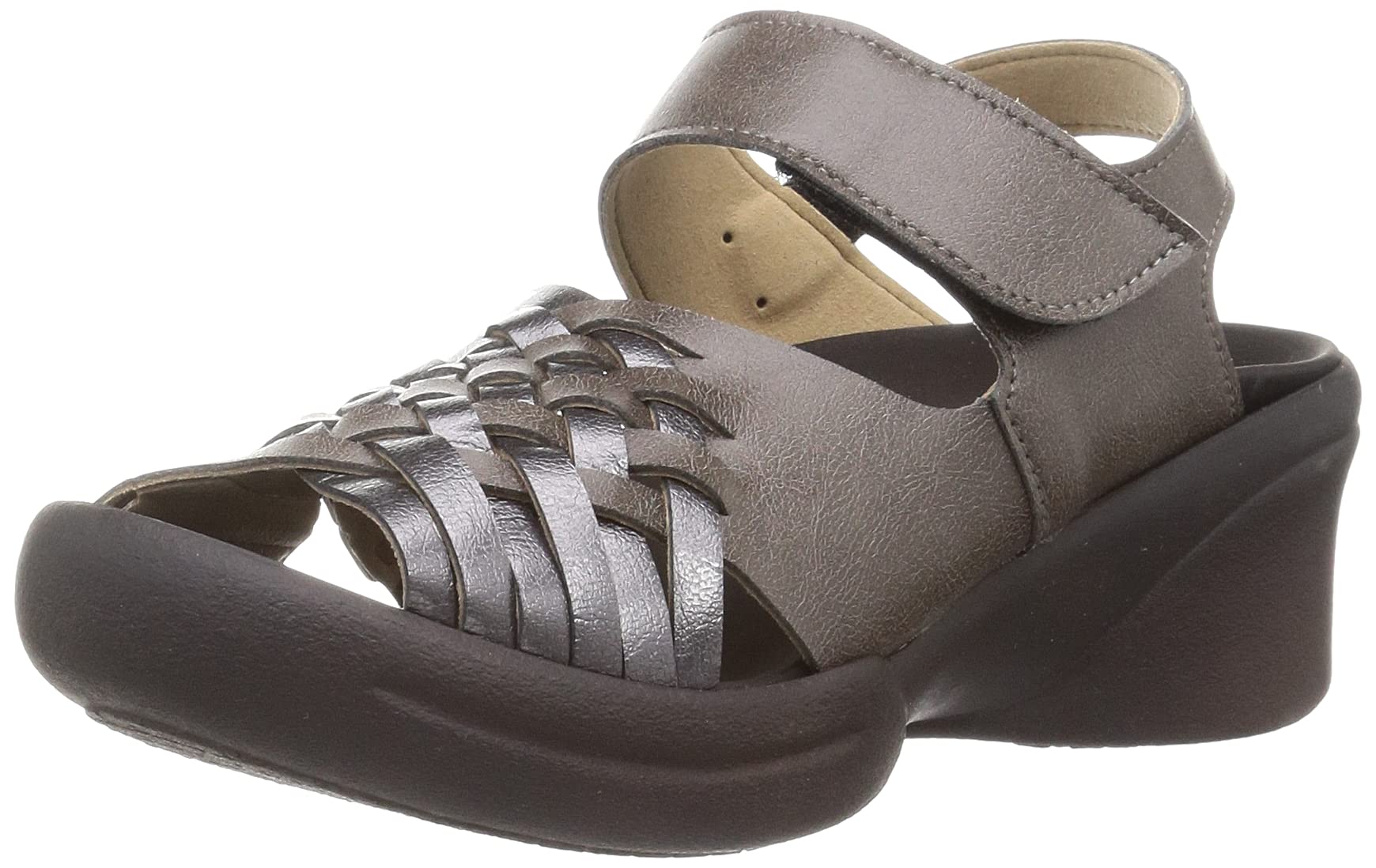 

Wedge Sandals Wedge Sole Cross Belt Back Belt Beautiful Legs Easy to Walk Easy to Wear Fatigue Resistant Comfort Made in Japan Gunmetal cm cm 3E