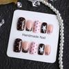 24 Stück Falsche Nägel Polka Dot Stern Braun Farbe Fake Nägel Wiederverwendbare Fake Nägel Tragbare Vollabdeckung Nagelspitzen Acryl Nagelspitzen