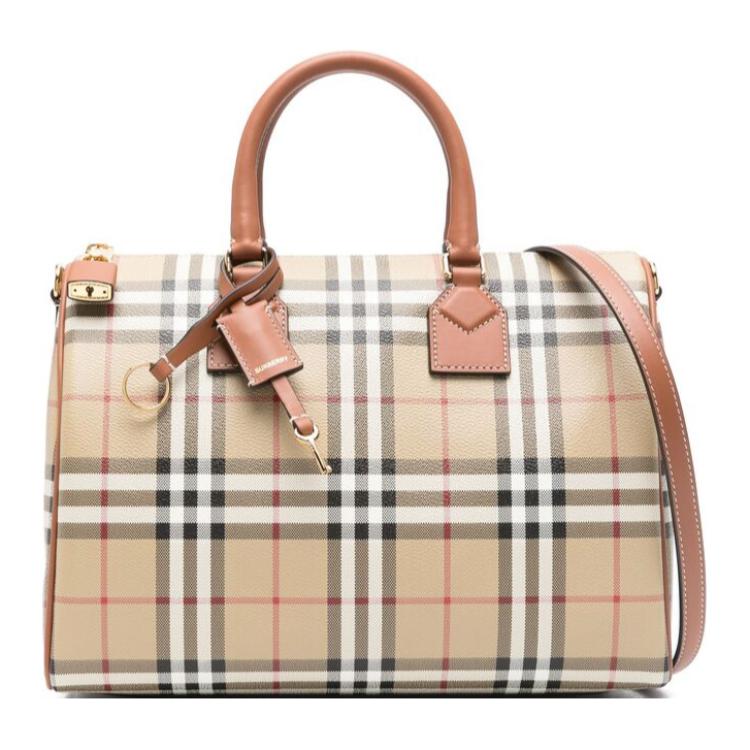 

Burberry Регульований знімний ремінь через плече Застібка-блискавка Сумка-тоут на плече зі шкіри телячої шкіри Жіночі сумки Бежевий Різнокольоровий 80920851 Basic Set (Bag+Dust Bag)