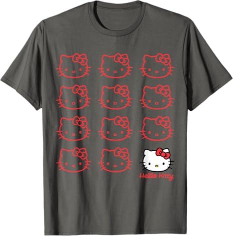 Sanrio 2026 Summer Comic Form Hello Kitty Image 100 Cotton Printed Casual Tshirt Adult Children Parentchild Top Homewear Y2k