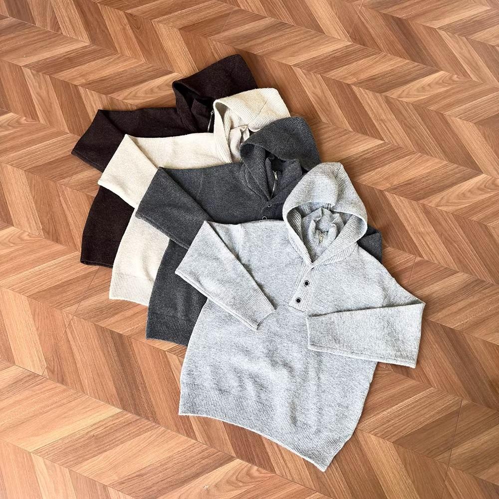 Unisex High Collar Lazy Style Hooded Knit Sweater