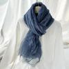 Lightweight Scarf Women's Linen Gradient Blue Dyed Sunscreen Shawl Versatile Thin Mulberry Silk Retro Spring and Autumn