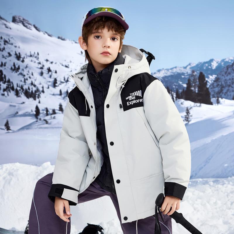 New Children's Three-in-one Jacket Down Liner Outdoor Windproof Waterproof Detachable Down Jacket