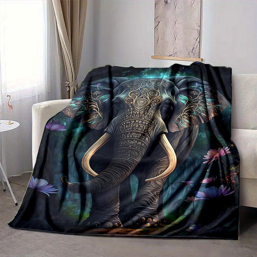 1pc Elephant Artwork Blanket Lightweight Blanket Throw Blanket For Sofa, Bed, Travel, Camping, Livingroom, Office yy251010017
