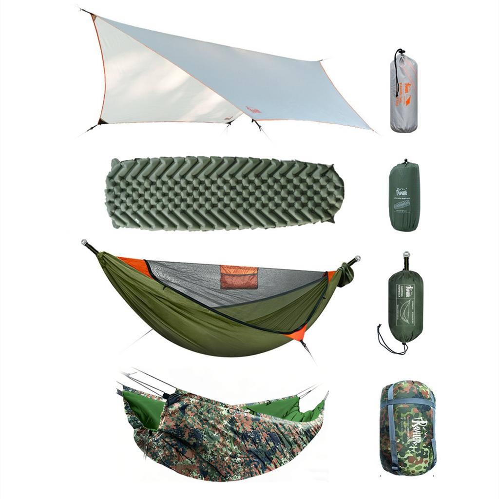 Ridge Line Hammock Shelter with Full Setup: Mosquito Net, Weather Fly, Pad & Bag, for Fast Deployment & Max Protection