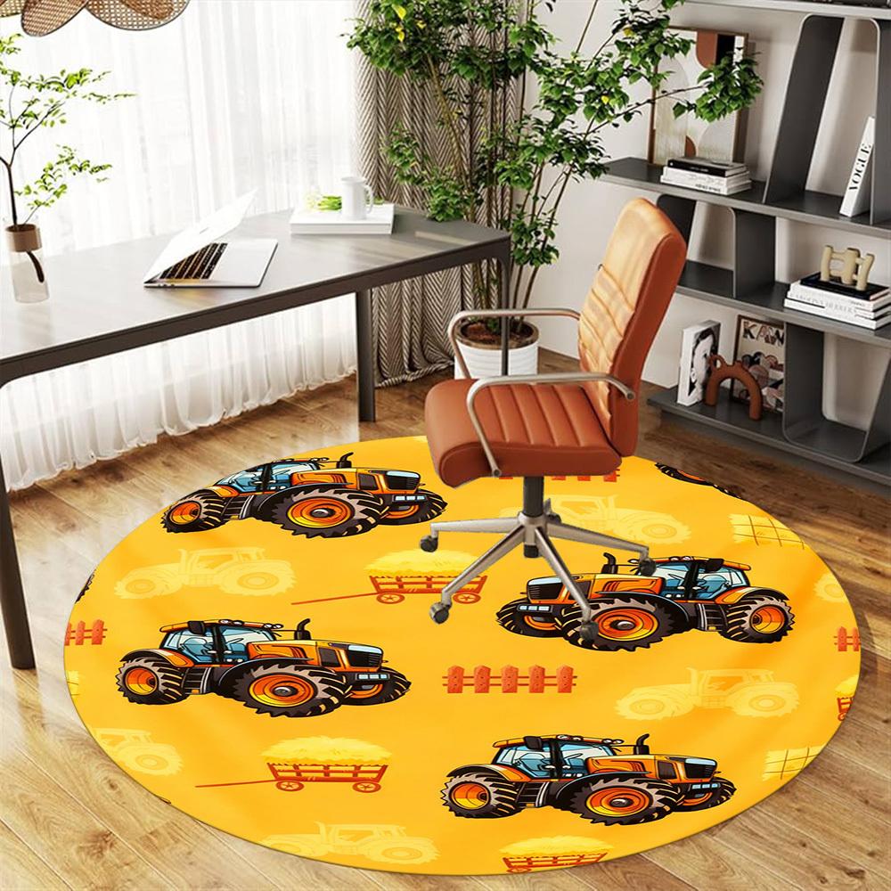 1PC Tractor Hay Round Chair mat Area Rug - Non-Slip, Floor Mat for Office, Bedroom, and Indoor Decor -Gift D1127230