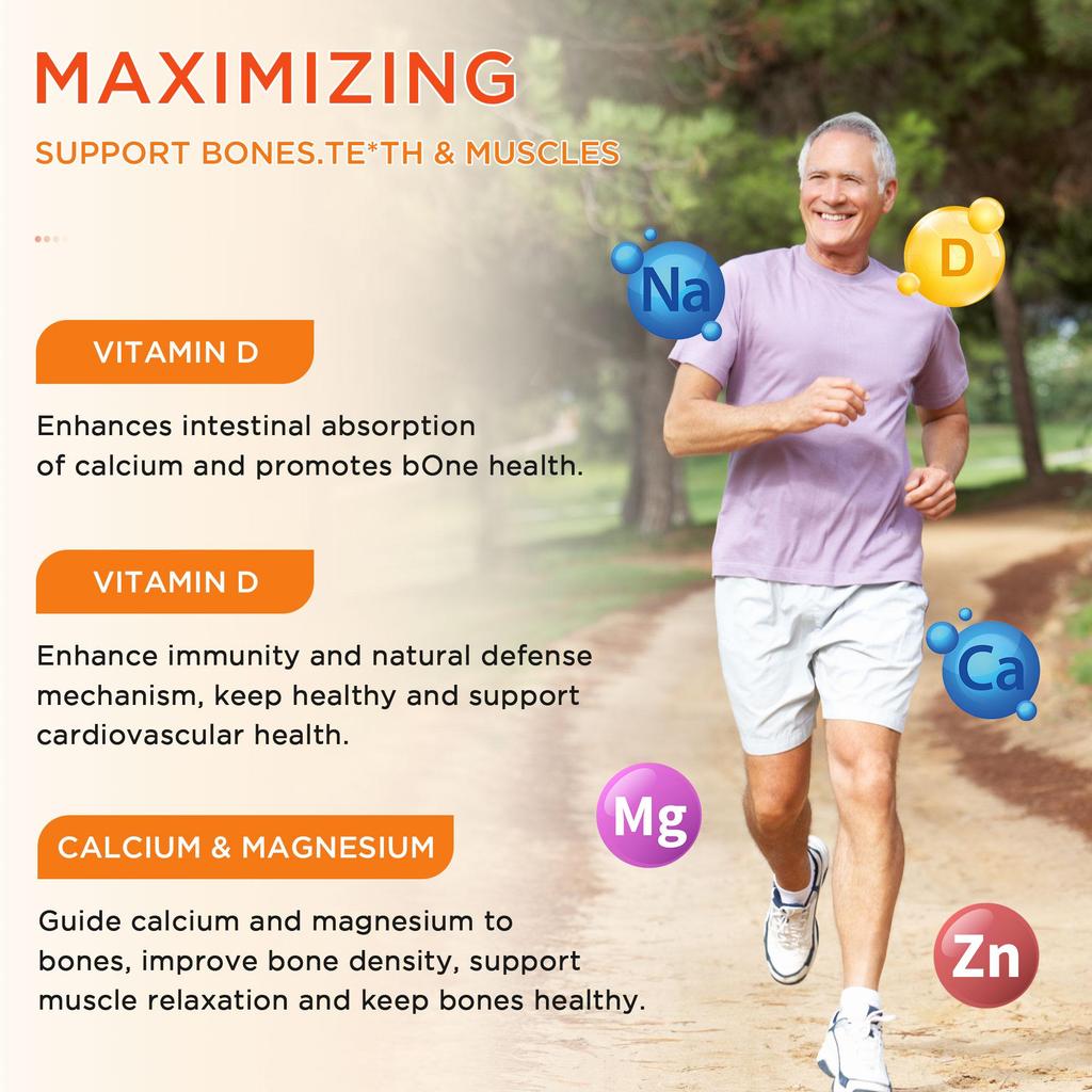 Calcium Magnesium Zinc Supplement - Bone Health, Muscle Function, Heart Health and Immune Support
