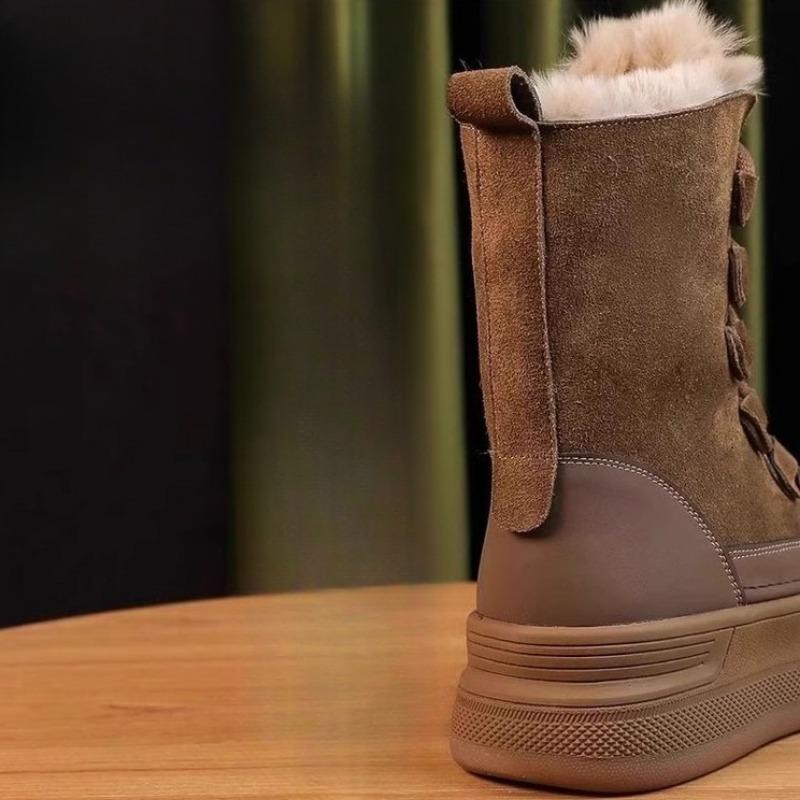 New Retro Thickened Ankle Boots for Women, Waterproof and Anti-slip Cotton Shoes