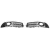 2pcs Front Foglight Grille Left Right Mesh Style Glossy Black Replacement for A6 C6 2008‑2011