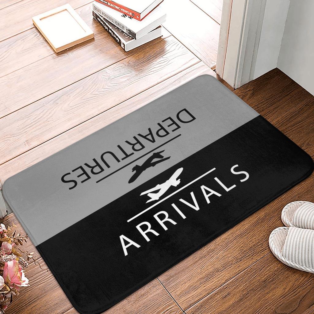 Aviation Departures Arrivals Doormat Anti-Slip Bath Kitchen Mat Bedroom Balcony Floor Door Entrance Carpet Rug