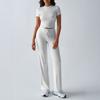 round Neck Neck T-shirt Casual Pants Set Pure Color Crew Neck T-shirt Casual Pants Suit