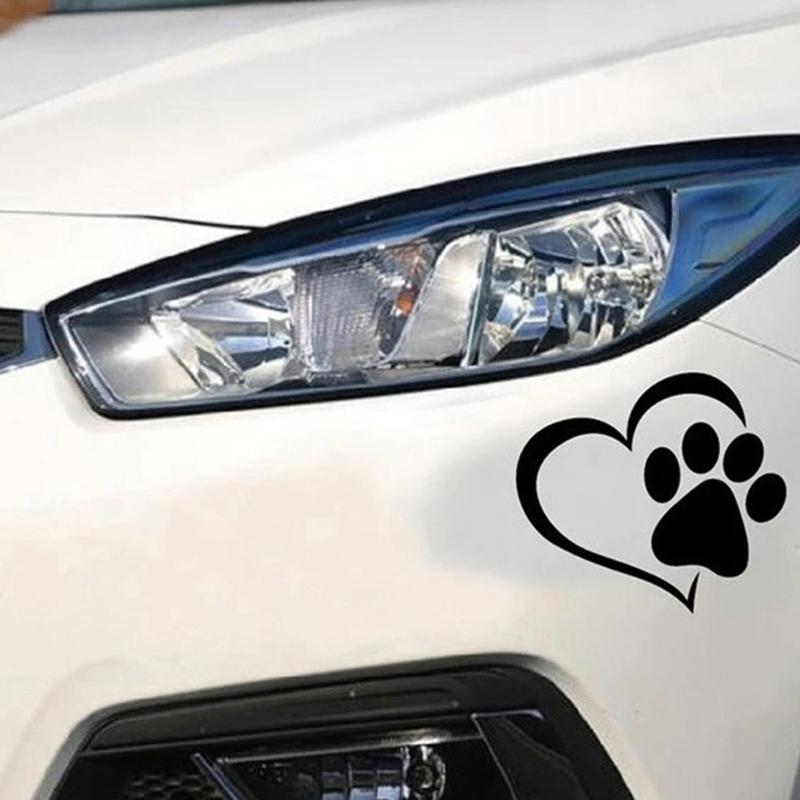 Love Heart Dog Paw Footprint Highly Reflective Sticker For Car Window Bumper Night Driving Warning Sign Reflector Animal Decal