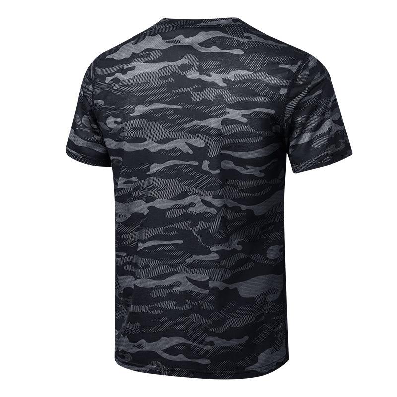 IELGY Quick-drying Camouflage Sports T-shirt Breathable Men Short Sleeve Loose Top Running