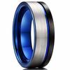 Fashion 8mm Black Brushed Titanium Stainless Steel Rings For Men Women Thin Gold Color Groove Promise Ring Wedding Party Jewelry