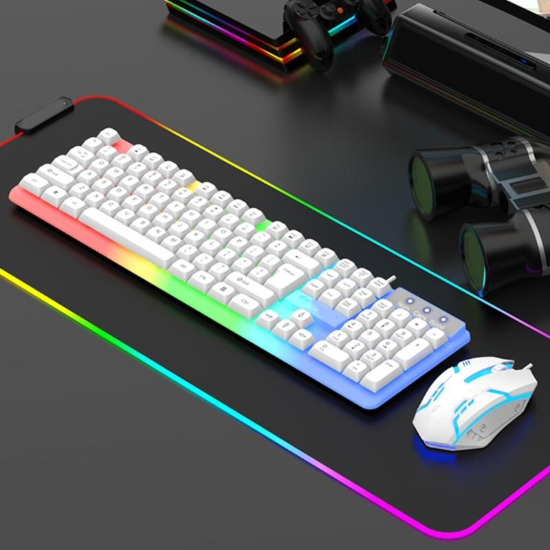 Kabelgebundenes Gaming-Tastatur- und Maus-Set LED-beleuchtete mechanische Tastatur 104 Tasten Maus Tastatur PC Gamer Zubehör