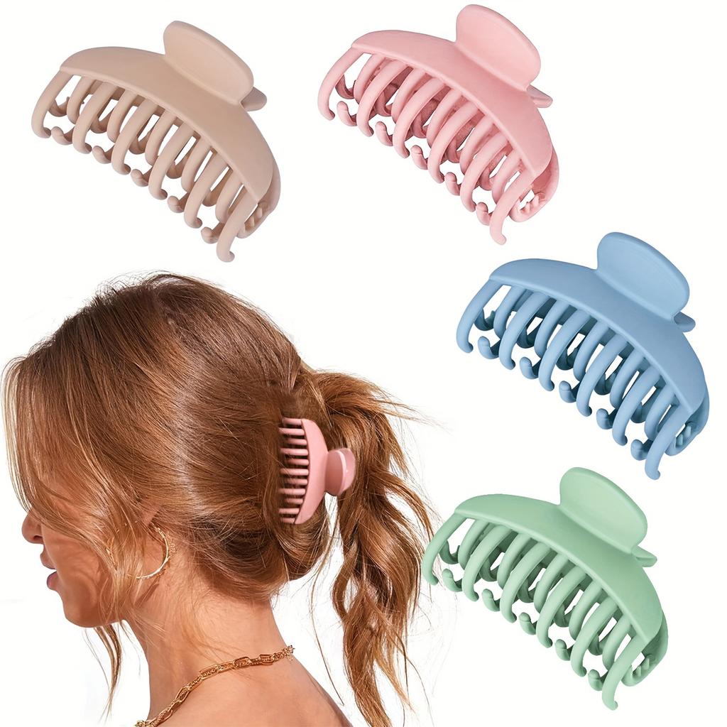 4 Stück Mittlere Haarklammern 6,5 cm Doppelte Zähne Haarklemmen Langlebige Kunststoff-Haaraccessoires für den täglichen Gebrauch und Styling
