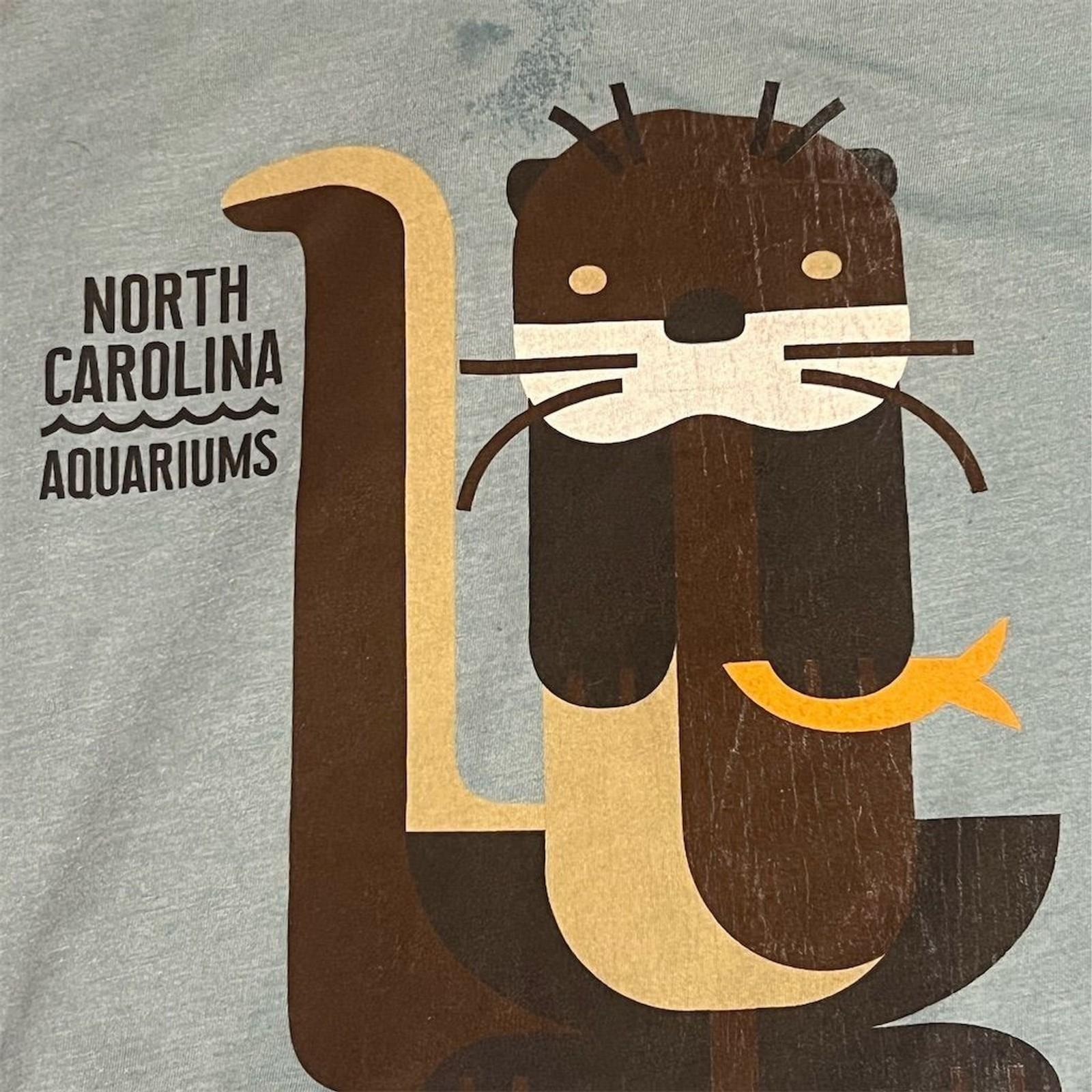 North Carolina Aquarium Otter Graphic Tee Blue XL Cute Animal Shirt Unisex S