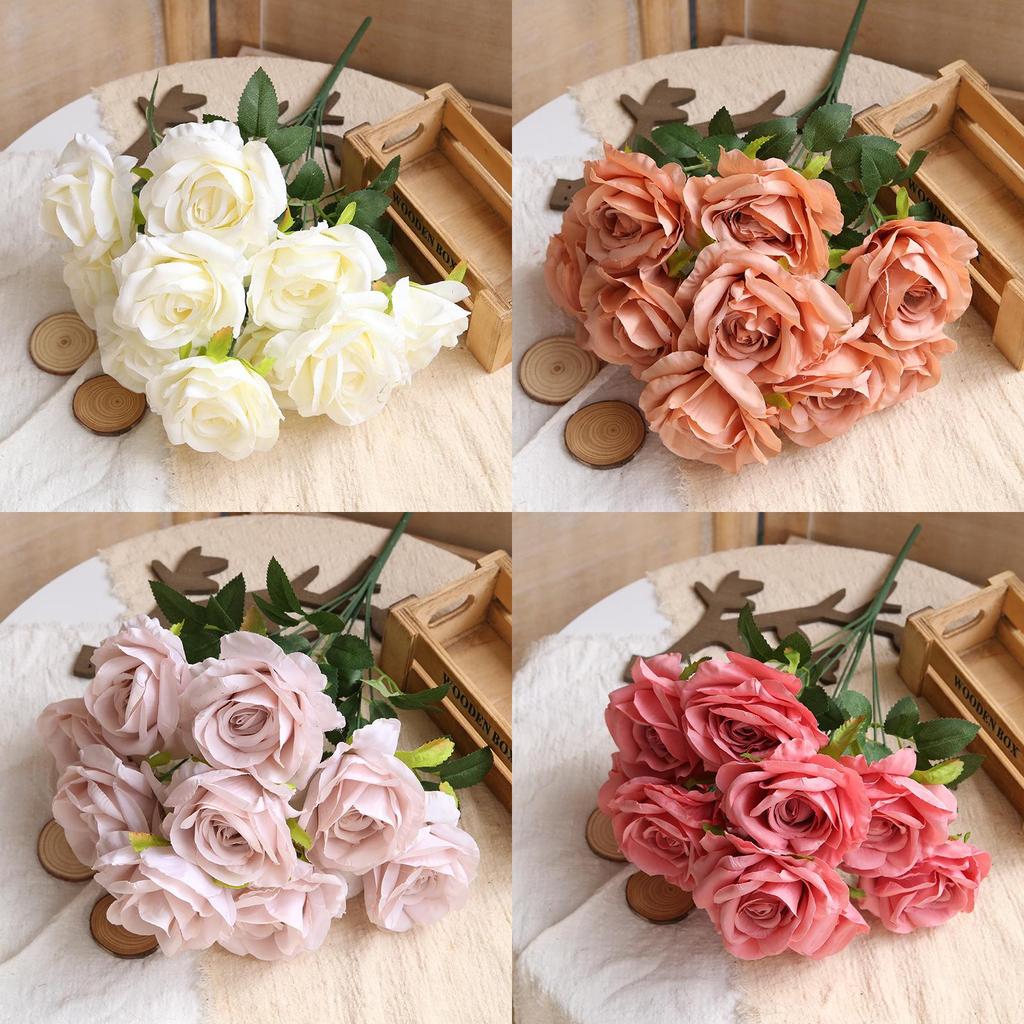 Geprägtes Rosenstrauß Seidenblume Für Hochzeitsdekoration Und Home Styling