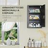 Medicine Cabinet with 3 Shelves and Lock with Keys in Steel, 30x14x46cm, Black