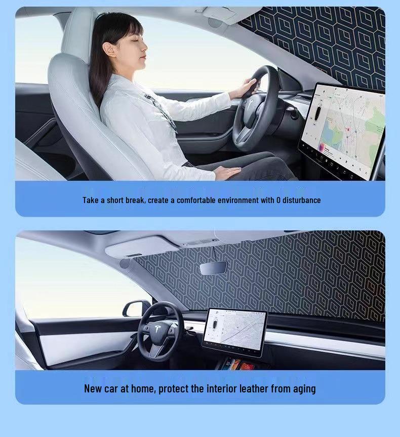 Upgraded Laser Plaid Car Windshield Sunshade Umbrella - Heat Insulation & Sun Protection