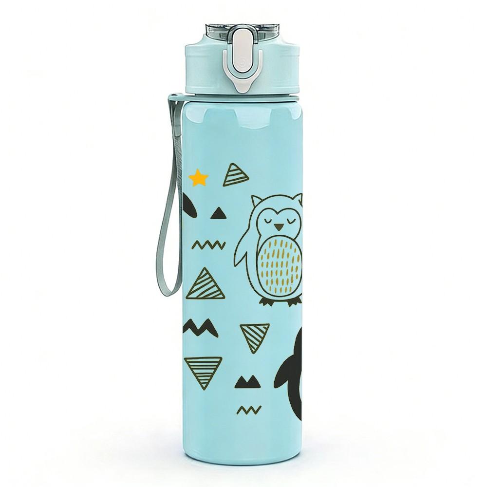 1PC Penguin Triangle Seamless Pattern 750ml Color Plastic Sports Water Bottle Leakproof Flip Straw Lid Suitable for Sports Office Home Use