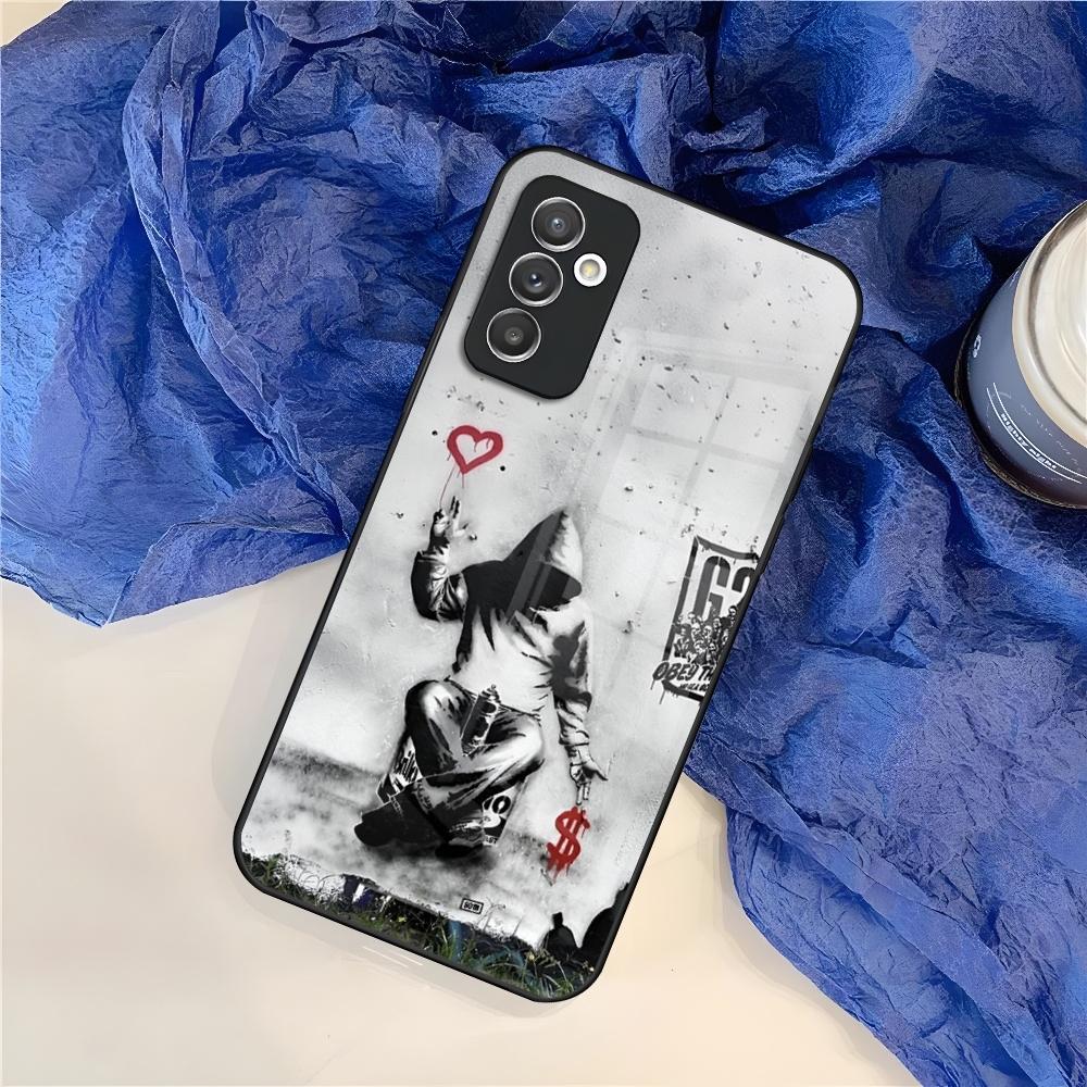 Street Art Banksy Graffiti Phone Case for Samsung Galaxy S25 S24 S30 S21 S23 S20 S22 Fe Note 20 Pro Edge Ultra Plus glass Cover