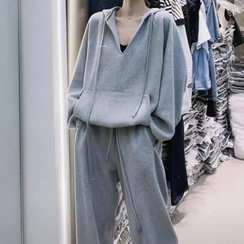 Spring Hooded Two-piece Autumn Casual Suit Women's Loose Sweatpants Sweater