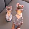 Summer New Style Korean Rhinestone Bowknot Girls' Sandals, Princess Shoes, Children's Shoes, Spring Style Girls' Leather Shoes, Trendy