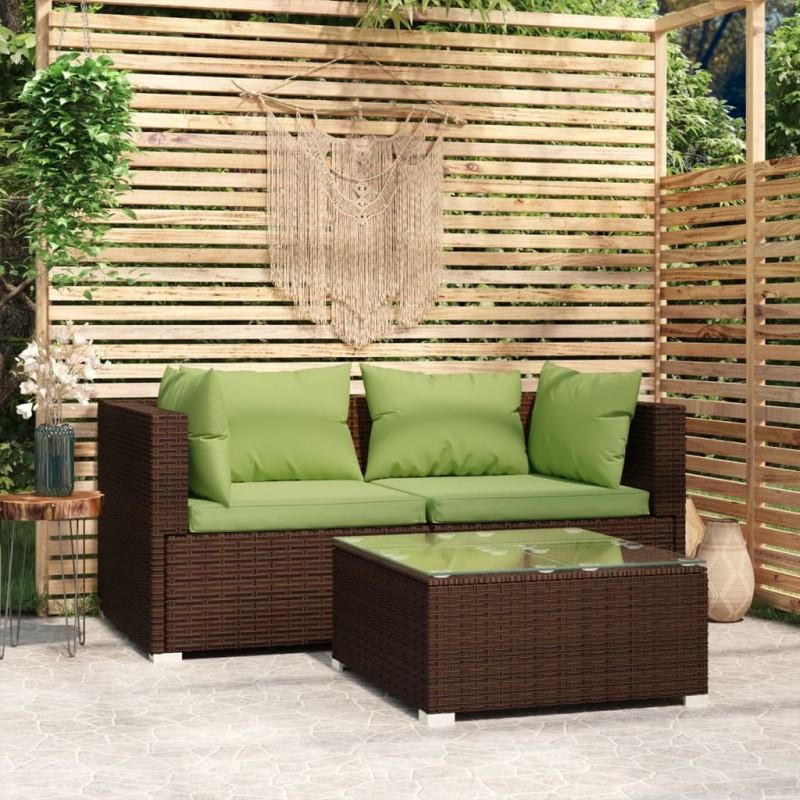 Day and Night - Day and Night 3-piece Garden Furniture Set and Brown Synthetic Rattan Cushions