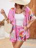 2025 Cross-Border Hot-Selling Elegant Vacation Print Two-Piece Set: Short Sleeve Shirt & High-Waist Tie Shorts
