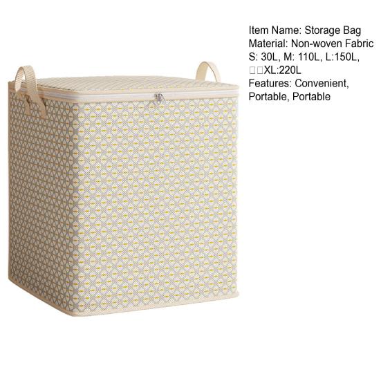 Large Fabric Storage Bags with Lids Breathable Foldable Organizers for Clothes Blankets & Toys Zippered Portable Bedding Storage Bag for Home Travel