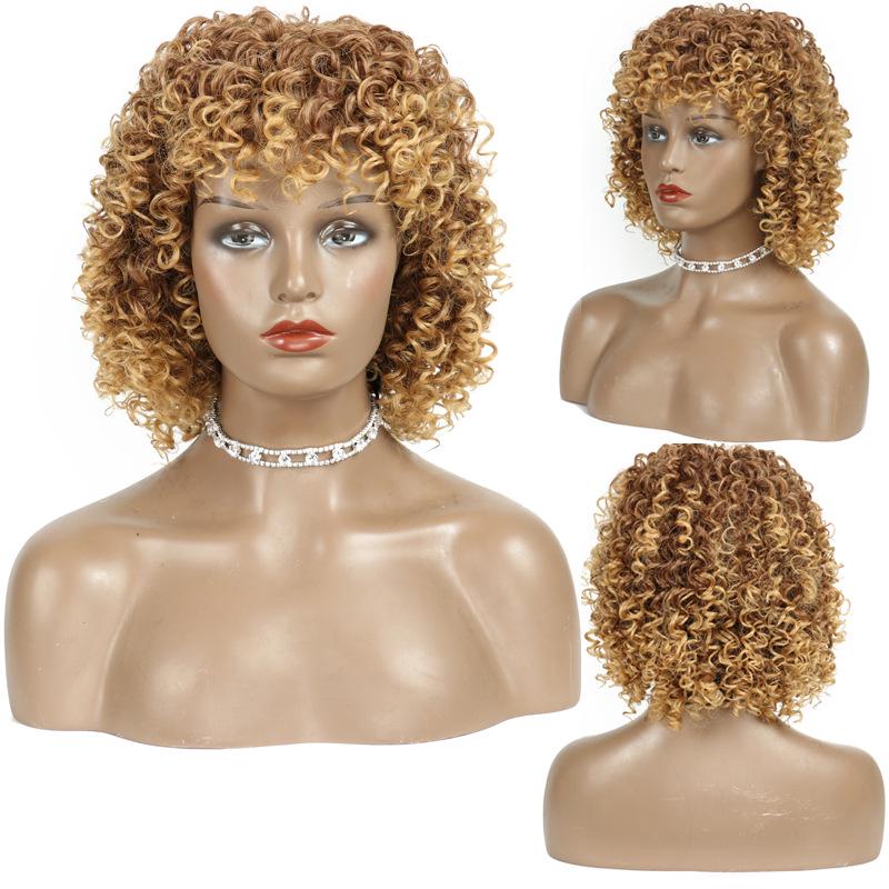 LISI HAIR Wigs European and American Fashion African Small Curly Ladies Wigs Headgear Afro