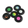 6-piece Set of Retro Black Rubber Record Coasters, Including Teacup Mats, Beverage Coasters, Round Coasters, Heat-insulating Mats, Non-slip Mats,