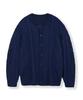 Nodu Fisherman Cable Round Neck Semi-Oversized Long Sleeve Knit Cable Knit Cardigan [Navy]