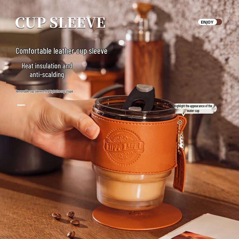 ZIPPO Stylish Portable Glass Water Bottle with Straw