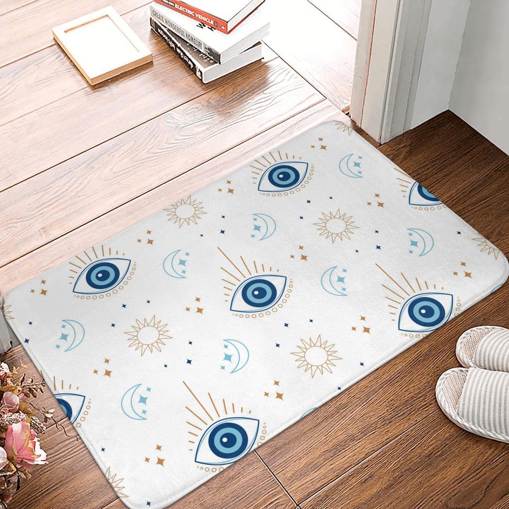 Turkish Amulet Mediterranean Evil Eye Doormat Non-Slip Bathroom Kitchen Mat Toilet Door Floor Entrance Carpet Rug